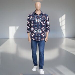 Massive Outdoor Men’s Aztec Fleece Button-Down Shirt